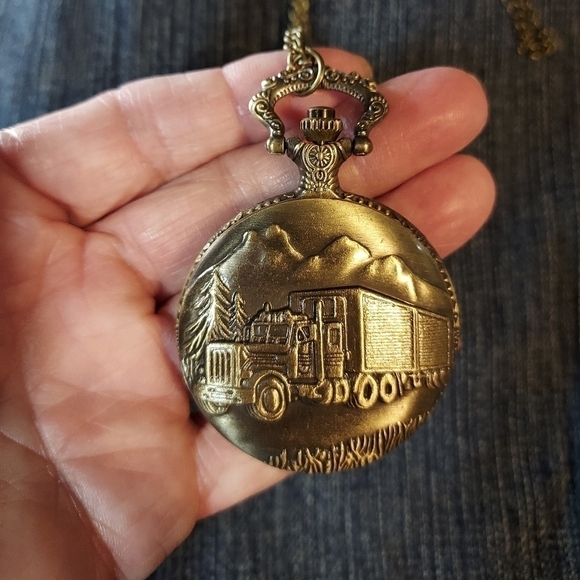 New In package Pocket watch 16" chain Bronge Trucker new - Picture 2 of 14